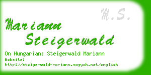 mariann steigerwald business card